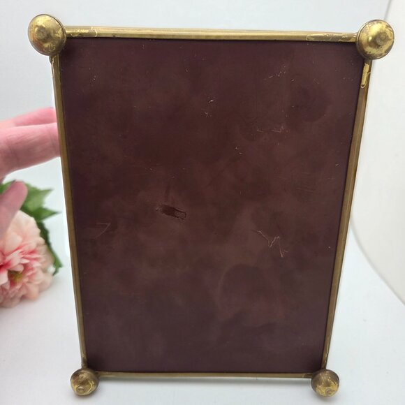 Vintage Glass Mirrored Jewelry Trinket Box Etched Rose Brass Mid Century - Picture 11 of 14